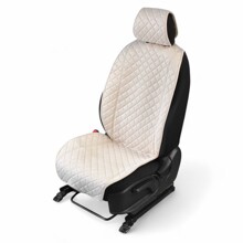 Накидки на передние сиденья FRONT MAX L, ткань алькантара (Италия), широкая модель, цвет бежевый, строчка бежевая, кант бежевый