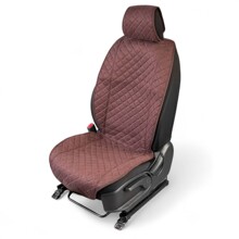 Накидки на передние сиденья FRONT MAX L, ткань алькантара (Италия), широкая модель, цвет шоколадный, строчка шоколадная, кант шоколадный