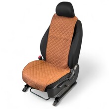 Накидки на передние сиденья FRONT MAX M, ткань алькантара (Италия), грушевидная модель, цвет горчичный, строчка горчичная, кант горчичный