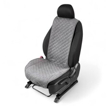 Накидки на передние сиденья FRONT MAX M, ткань алькантара (Италия), грушевидная модель, цвет серый, строчка серая, кант серый