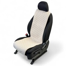 Накидки на передние сиденья FRONT MAX S, ткань алькантара (Италия), узкая модель, цвет бежевый, строчка бежевый, кант бежевый