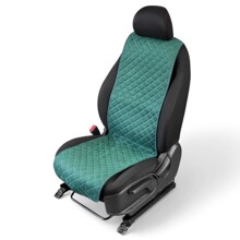 Накидки на передние сиденья FRONT MAX S, ткань алькантара (Италия), узкая модель, цвет зеленый, строчка зеленая, кант зеленый