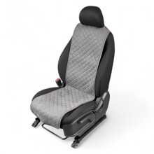Накидки на передние сиденья FRONT MAX S, ткань алькантара (Италия), узкая модель, цвет серый, строчка серая, кант серый