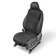 Накидки на передние сиденья FRONT MAX S, ткань алькантара (Италия), узкая модель, цвет черный, строчка черная, кант черный