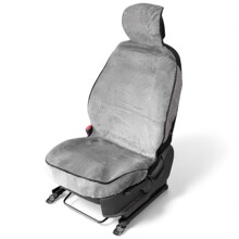 Накидка на передние сиденья из эко-muton, закрытые бока, псп подклада, цвет серый