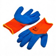 Перчатки акрил. облив зимние, цвет Оранжевый/Синий рельеф