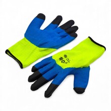 Перчатки акрил. облив зимние, цвет салатовый/синий/черный