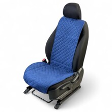 Накидки на передние сиденья FRONT MAX M, ткань алькантара (Италия), грушевидная модель, цвет синий, строчка синяя, кант синий