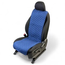 Накидки на передние сиденья FRONT MAX S, ткань алькантара (Италия), узкая модель, цвет синий, строчка синяя, кант синий