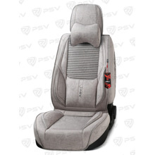 Комплект накидок на весь салон 5D Special PLUS, материал лен с массажным эффектом, цвет бежевый, кант бежевый, подушки для шеи в комплекте