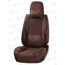 Комплект накидок на весь салон 5D Special PLUS, материал лен с массажным эффектом, цвет коричневый, кант коричневый, подушки для шеи в комплекте