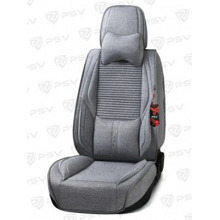 Комплект накидок на весь салон 5D Special PLUS, материал лен с массажным эффектом, цвет серый, кант серый, подушки для шеи в комплекте