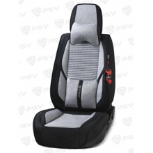 Комплект накидок на весь салон 5D Special PLUS, материал лен с массажным эффектом, цвет черно-серый, кант черный, подушки для шеи в комплекте