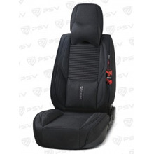 Комплект накидок на весь салон 5D Special PLUS, материал лен с массажным эффектом, цвет черный, кант черный, подушки для шеи в комплекте