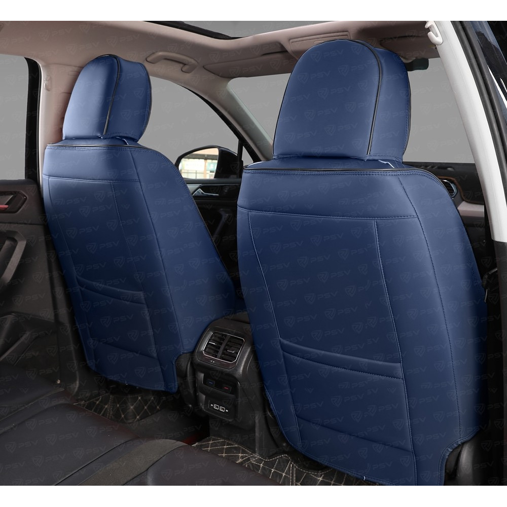 Комплект накидок на весь салон 5D Champion PLUS, ЭкоКожа + алькантара, цвет синий-черный, кант синий, подушки для шеи в комплекте Комплект накидок на весь салон 5D Champion PLUS, ЭкоКожа + алькантара, цвет синий-черный, кант синий, подушки для шеи в комплекте