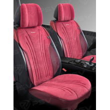 Накидки на передние сиденья TORNADO 2 FRONT, материал алькантара, цвет бордовый, строчка бордовая, кант бордовый