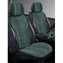 Накидки на передние сиденья TORNADO 2 FRONT, материал алькантара, цвет зеленый, строчка зеленая, кант зеленый