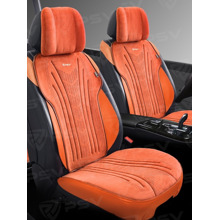 Накидки на передние сиденья TORNADO 2 FRONT, материал алькантара, цвет оранжевый, строчка оранжевая, кант оранжевый