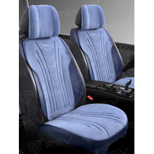 Накидки на передние сиденья TORNADO 2 FRONT, материал алькантара, цвет синий, строчка синяя, кант синий