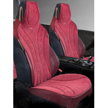 Накидки на передние сиденья URAGAN 2 FRONT, материал алькантара, цвет бордовый, строчка бордовая, кант бордовый