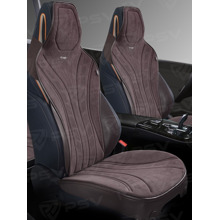 Накидки на передние сиденья URAGAN 2 FRONT, материал алькантара, цвет темно-коричневый, строчка темно-коричневая, кант темно-коричневый