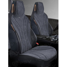 Накидки на передние сиденья URAGAN 2 FRONT, материал алькантара, цвет темно-серый, строчка темно-серая, кант темно-серый