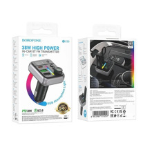 FM-Модулятор Bluetooth + 2 USB(18W) +1 Type-C(20W), подсветка, TF-card, в прикуриватель цвет черный