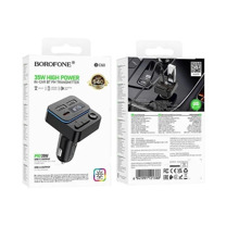 FM-Модулятор Bluetooth + 2 USB(3A) +1 Type-C(3A), подсветка, TF-card, в прикуриватель цвет черный