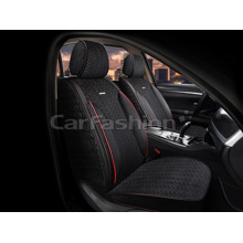 Накидки на передние сиденья FRONT SHEVRON, Велюр + ЭкоКожа, цвет черный/черный/красный/красный