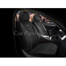 Накидки на передние сиденья FRONT SHEVRON, Велюр + ЭкоКожа, цвет черный/черный/серый/серый