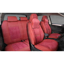 Комплект накидок на весь салон 5D Champion PLUS, ЭкоКожа + алькантара, цвет красный, кант красный, подушки для шеи в комплекте