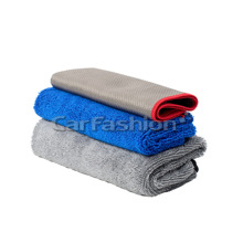 Набор салфеток из 3-х штук, KIT-3 микрофибра по уходу за автомобилем, цвет серый/черный, серый/красный, синий в упаковке