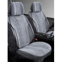 Накидки на передние сиденья TORNADO 2 FRONT, материал алькантара, цвет серый, строчка серая, кант серый