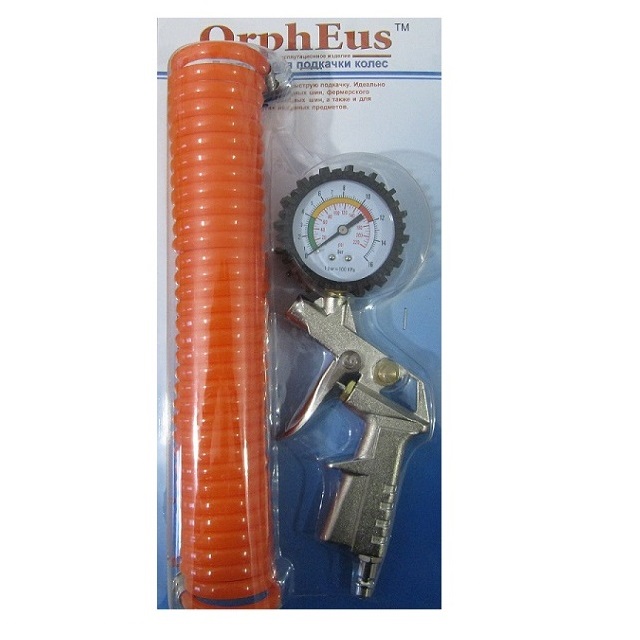 Пистолет для накачивания колес с манометром и шлангом 12 атм Пистолет для накачивания колес с манометром и шлангом 12 атм