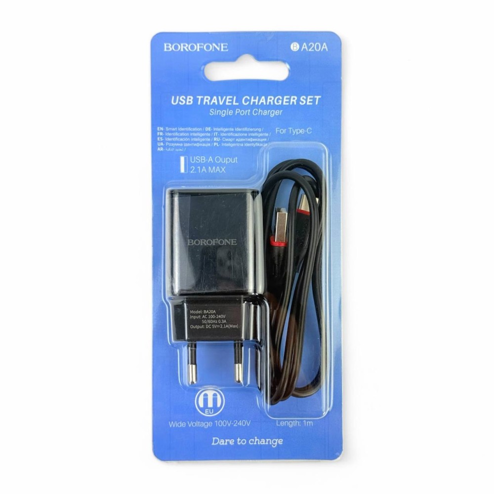 Телефонное сетевое зу 1 usb, 2.1 a, +провод TYPE-C, цвет черный Телефонное сетевое зу 1 usb, 2.1 a, +провод TYPE-C, цвет черный