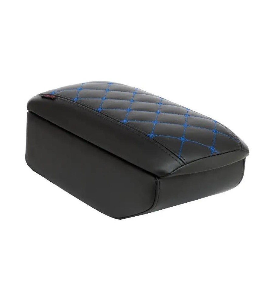 Бокс - подлокотник для лада 2190 fl, синий квадрат, черный, кож.зам. Бокс - подлокотник для лада 2190 fl, синий квадрат, черный, кож.зам.