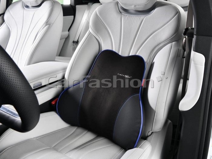 Подушка автомобильная для спины с перфорацией, VIBE, цвет черный/черный/синий Подушка автомобильная для спины с перфорацией, VIBE, цвет черный/черный/синий