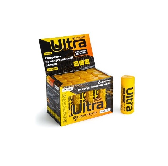 Салфетка 43*32 см из синтетической замши в тубе CA-302 Ultra Салфетка 43*32 см из синтетической замши в тубе CA-302 Ultra