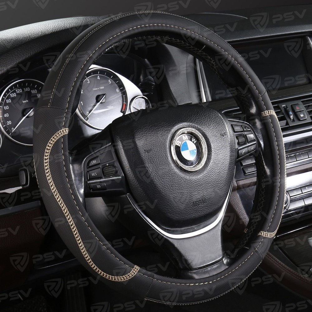 Оплетка из эко-кожи ARDOR цвет чёрный/бежевая, размер M Оплетка из эко-кожи ARDOR цвет чёрный/бежевая, размер M