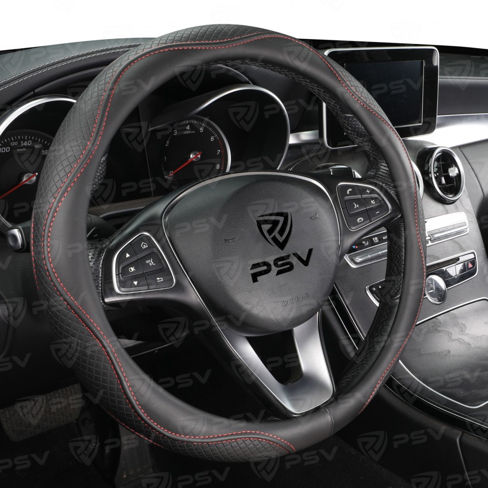 Оплетка из эко-кожи ILLUSION цвет чёрный/красный, размер M Оплетка из эко-кожи ILLUSION цвет чёрный/красный, размер M