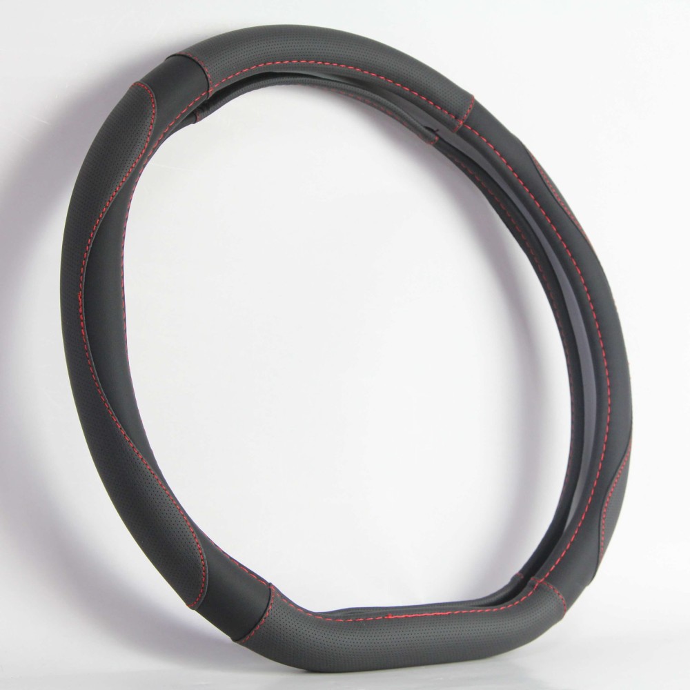 Оплетка из эко-кожи LEADER CORNER со скошенным низом, цвет чёрный/красный, размер M Оплетка из эко-кожи LEADER CORNER со скошенным низом, цвет чёрный/красный, размер M