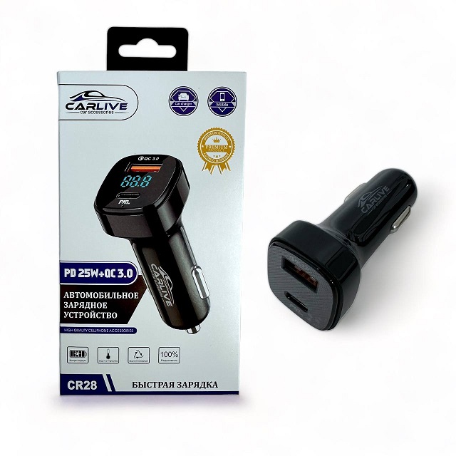 Телефонное азу 1 usb / 1 type-c 25w, led индикатор, 12/24V,цвет черный Телефонное азу 1 usb / 1 type-c 25w, led индикатор, 12/24V,цвет черный