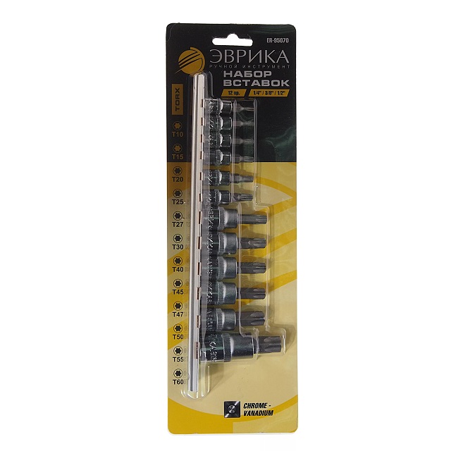 Набор вставок TORX 1/4&3/8&1/2 T10-T60 из 12 предметов Набор вставок TORX 1/4&3/8&1/2 T10-T60 из 12 предметов