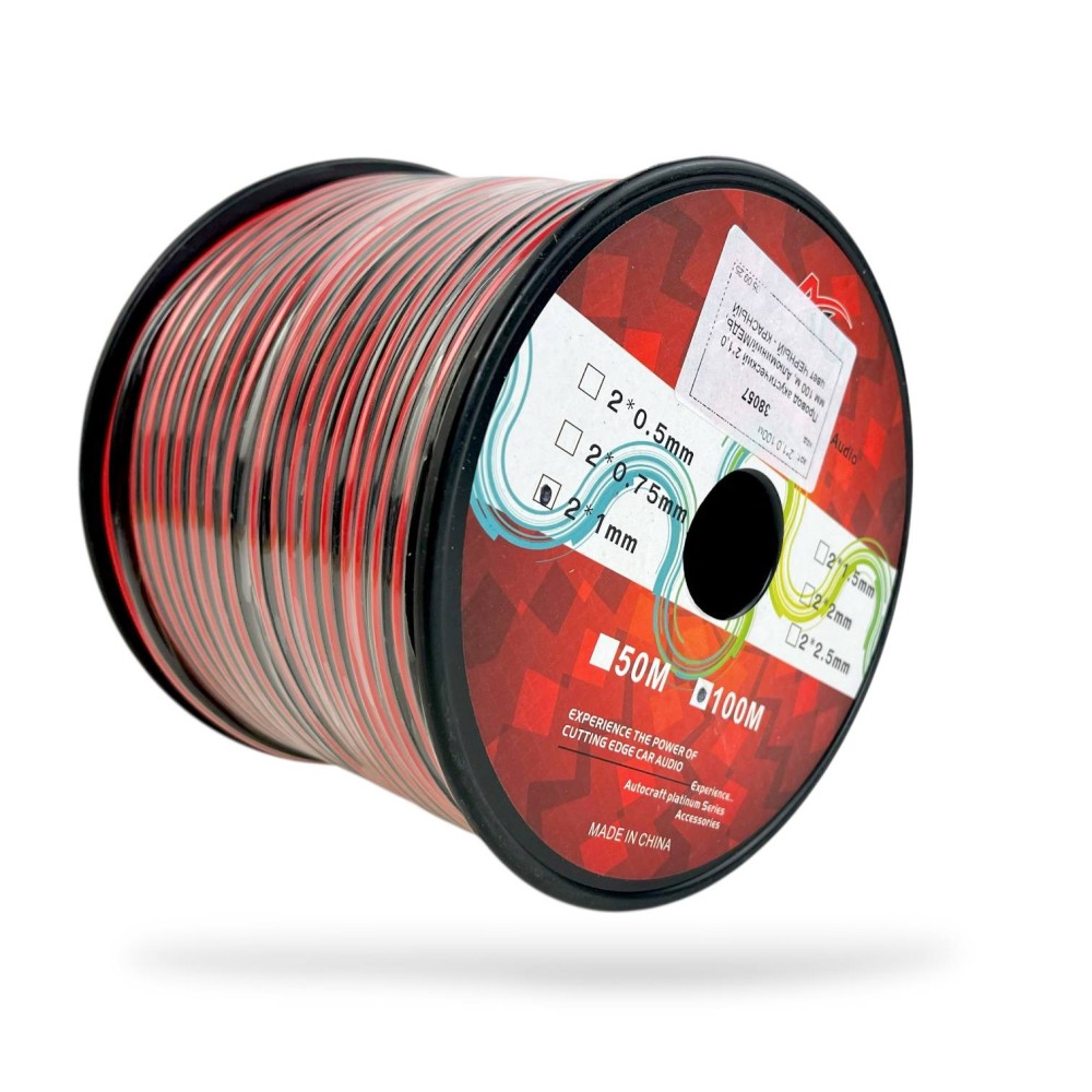 Провод акустический 2*1,0 мм 100 м, Алюминий/медь, цвет черный - красный Провод акустический 2*1,0 мм 100 м, Алюминий/медь, цвет черный - красный