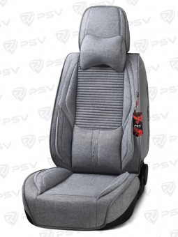 Комплект накидок на весь салон 5D Special PLUS, материал лен с массажным эффектом, цвет серый, кант серый, подушки для шеи в комплекте Комплект накидок на весь салон 5D Special PLUS, материал лен с массажным эффектом, цвет серый, кант серый, подушки для шеи в комплекте