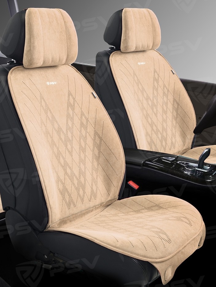 Накидки на передние сиденья FRONT ATOM 2, алькантара, цвет бежевый Накидки на передние сиденья FRONT ATOM 2, алькантара, цвет бежевый