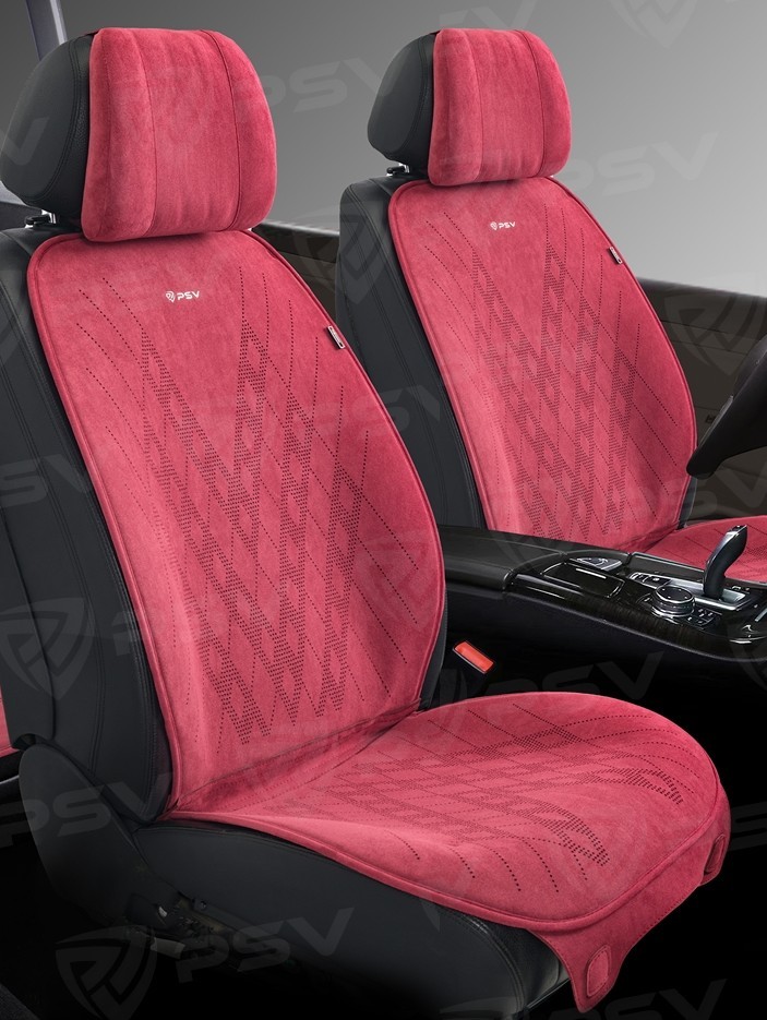 Накидки на передние сиденья FRONT ATOM 2, алькантара, цвет бордовый Накидки на передние сиденья FRONT ATOM 2, алькантара, цвет бордовый