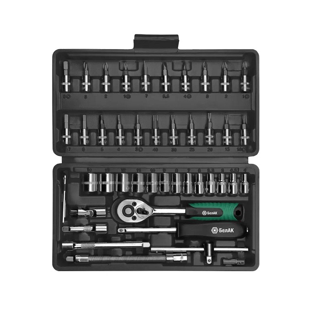 Набор инструмента 46 предметов хром 1/2, 1/4 Набор инструмента 46 предметов хром 1/2, 1/4